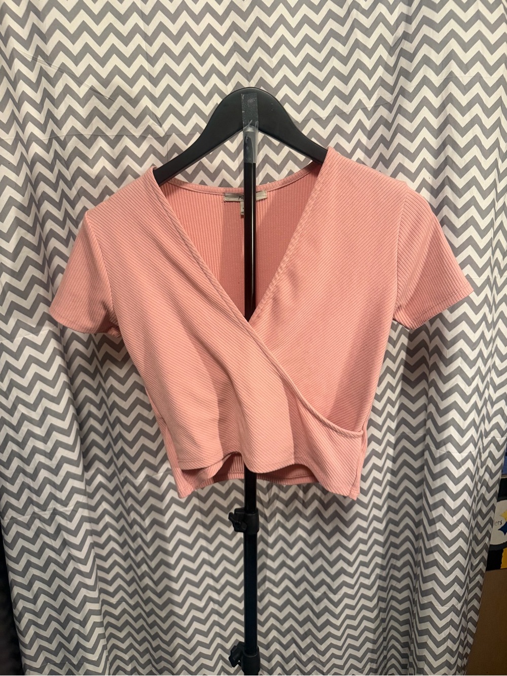 Papaya Blush Wrap Ribbed Crop Top